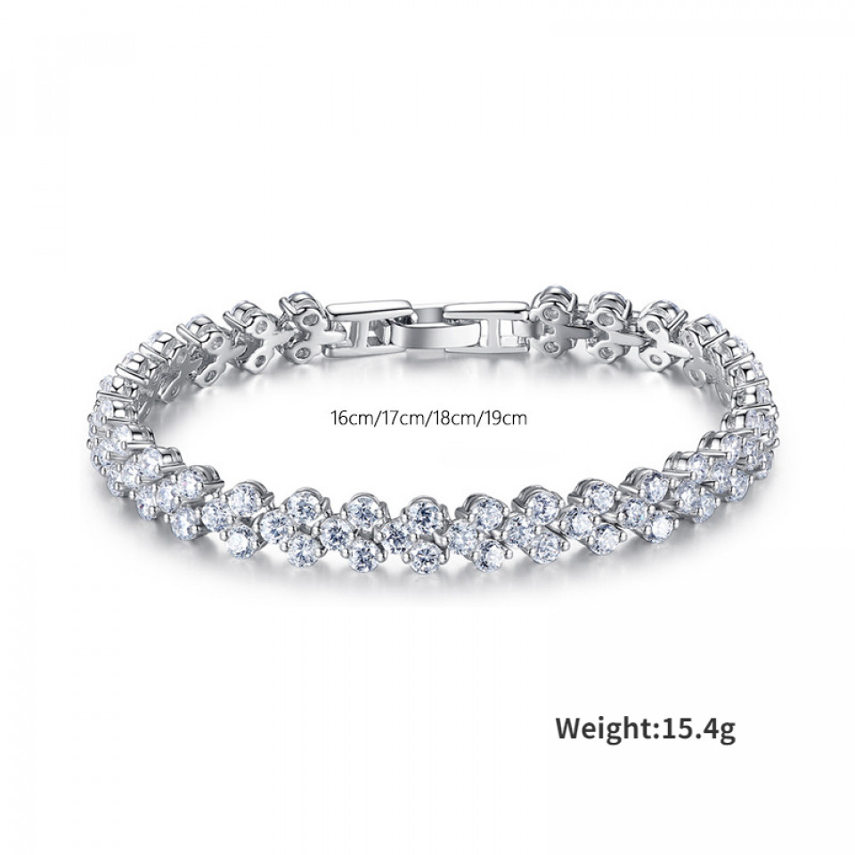 925 Silver Jewelry Inlaid Diamond Cubic Zircon Chain Luxury Bracelet